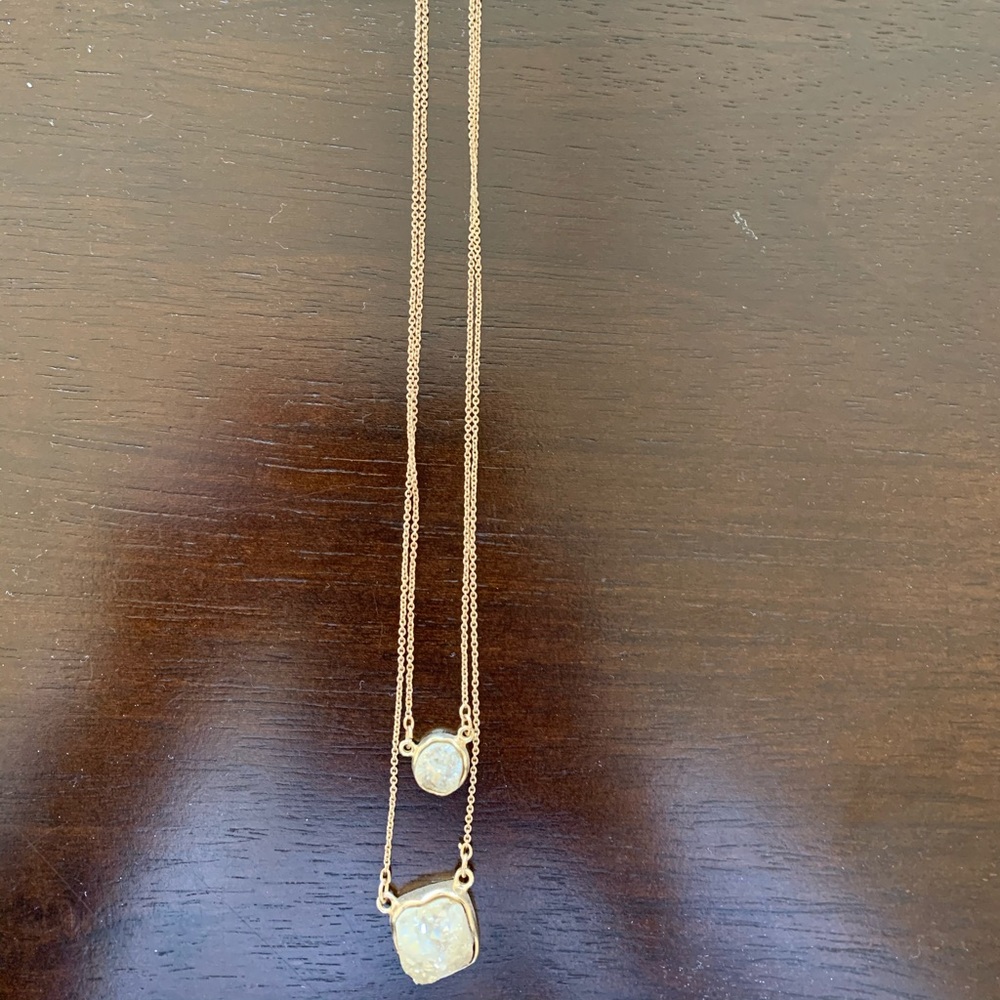 Double strand, gold rock necklace